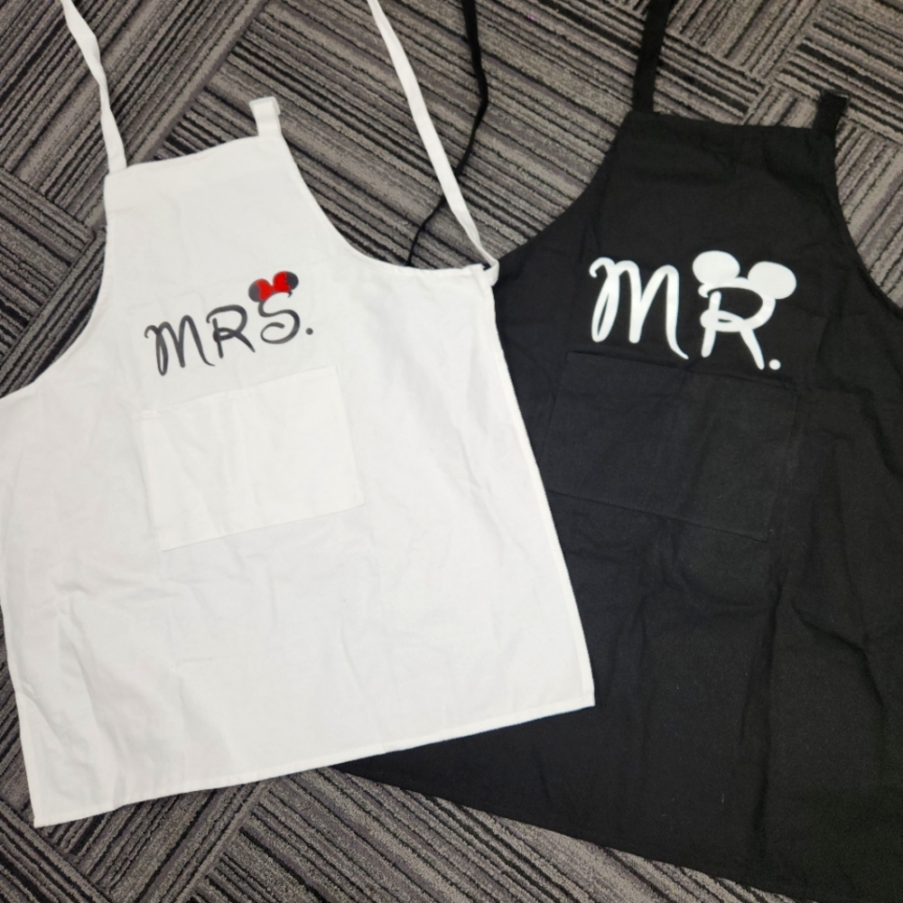 Mr. And Mrs. Disney Aprons